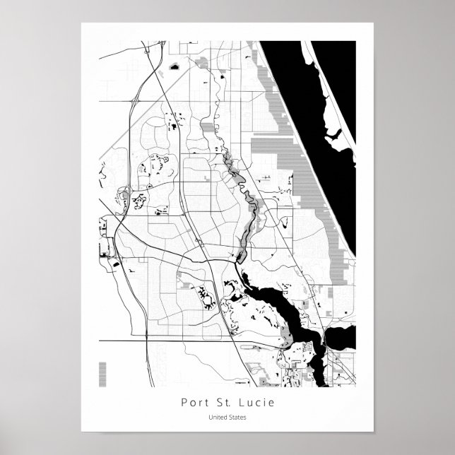 Port St Saint Lucie Florida Modern Simple Map Poster (Front)