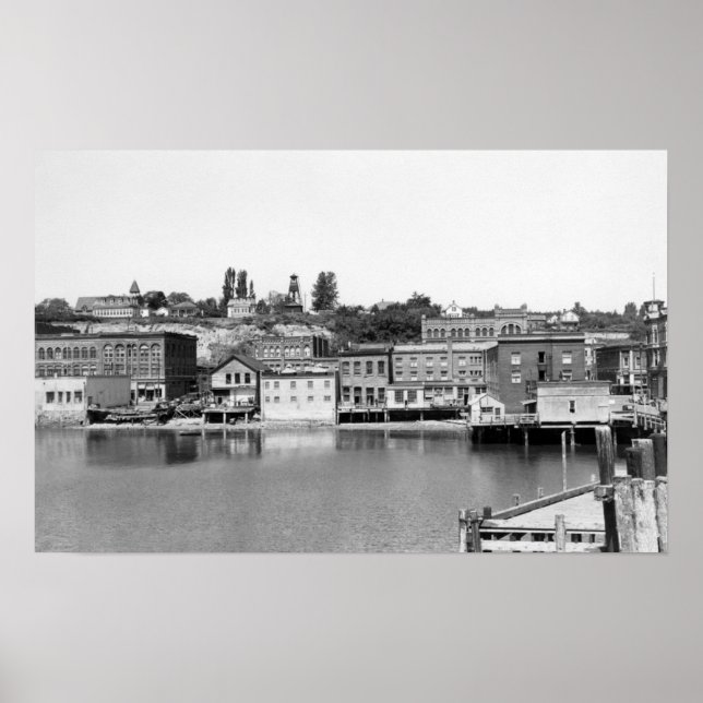 Port Townsend, WA Waterfront Town View Photograp Poster (Front)