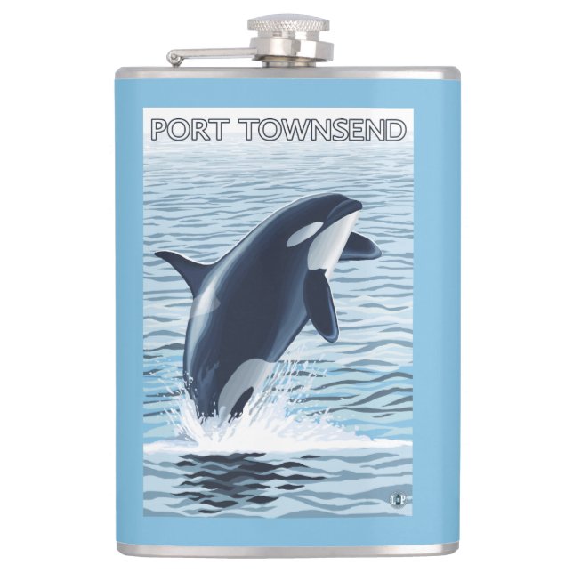 Port Townsend, WashingtonOrca Jumping Hip Flask (Front)