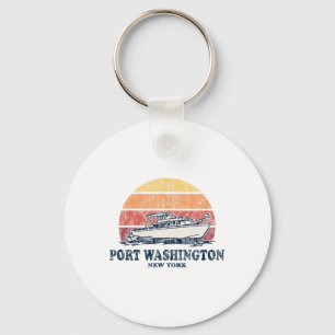 Port Washington Ny Vintage Boating 70s Retro Boat  Key Ring