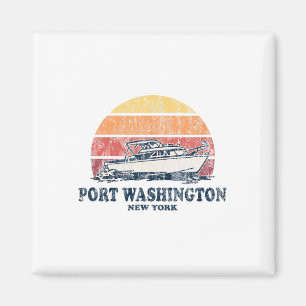 Port Washington Ny Vintage Boating 70s Retro Boat Magnet