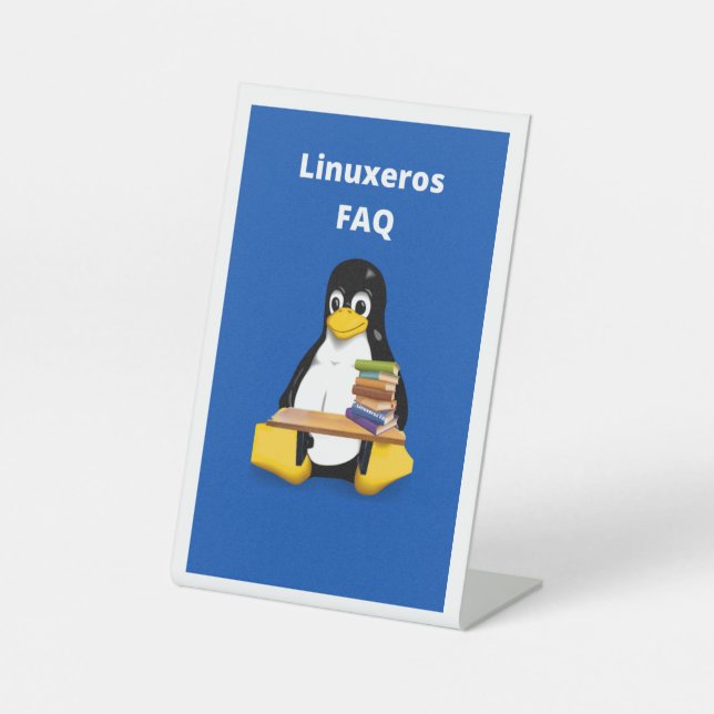 Porta celular Linuxeros FAQ Pedestal Sign (Front)