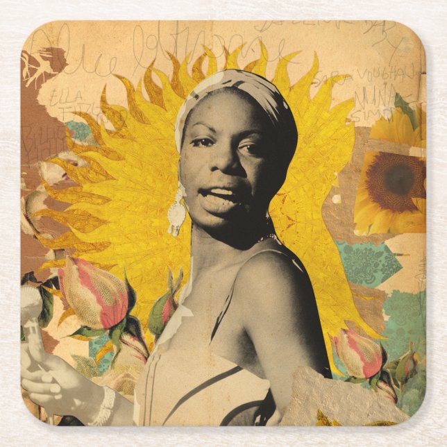PORTA COPOS JAZZ - NINA SIMONE SQUARE PAPER COASTER (Front)