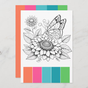 Portable Butterfly Colouring Pages for Adults Invitation