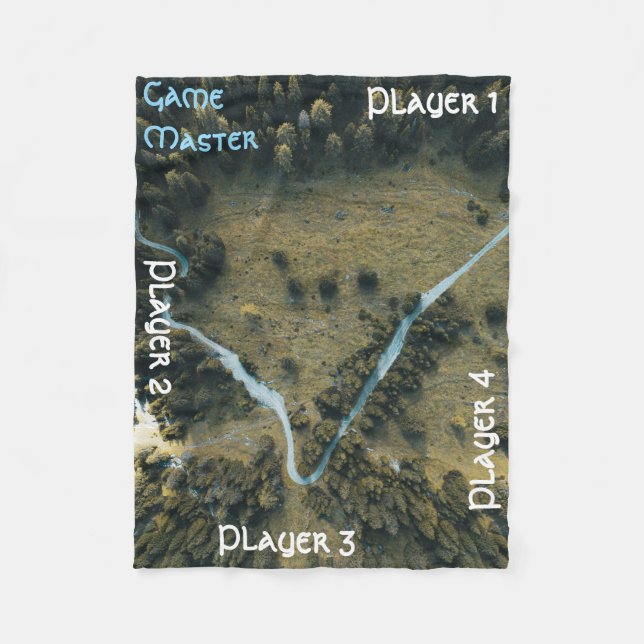 Portable Tabletop Map for Game Play: Wooded Stream Fleece Blanket (Front)