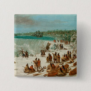 Portage Around the Falls of Niagara at Table Rock 15 Cm Square Badge
