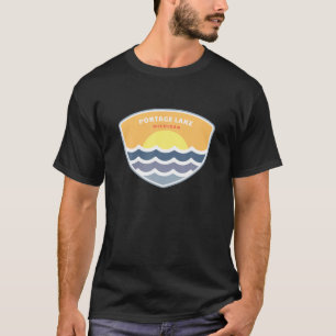 Portage Lake Michigan MI Sunset Vacation Souvenir T-Shirt