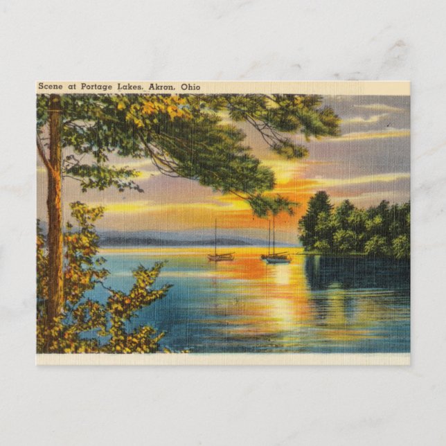 Portage Lakes, Akron, Ohio Postcard (Front)