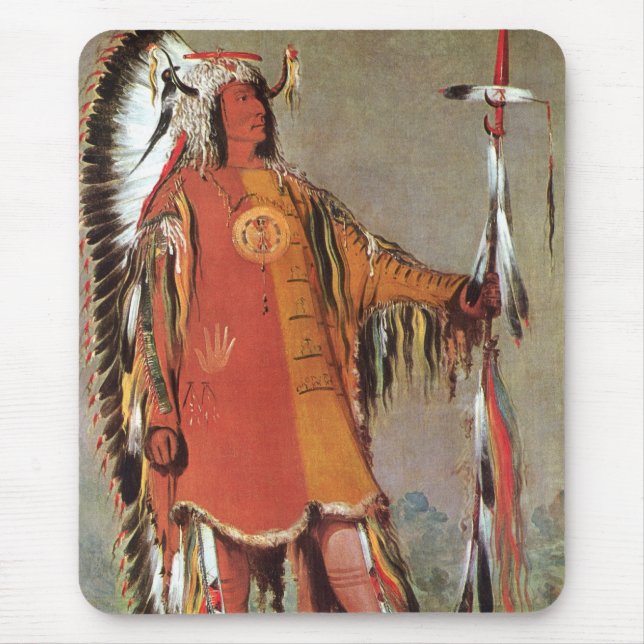Portait of Indian Chief Mato-Tope by George Catlin Mouse Pad (Front)