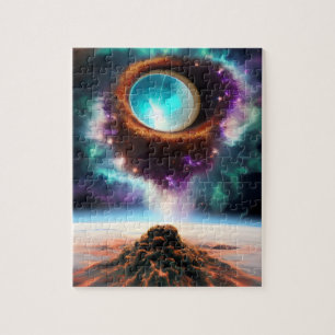 Portal challenge erupting from cosmic dark clouds jigsaw puzzle