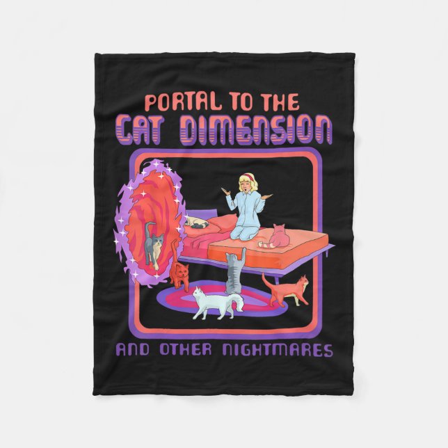 Portal To The Cat Dimension Funny Cat Kitten Lover Fleece Blanket (Front)