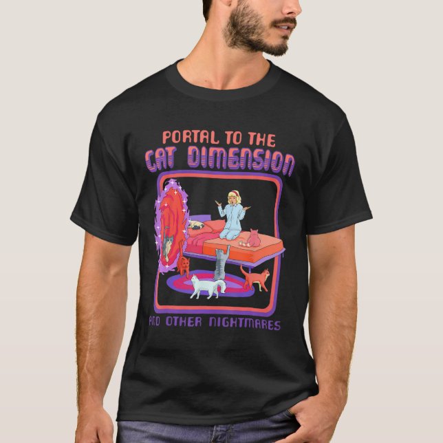 Portal To The Cat Dimension Funny Cat Kitten Lover T-Shirt (Front)
