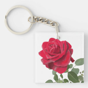 Porte-clés Cartes De Visite Rose rouge peinture Key Ring