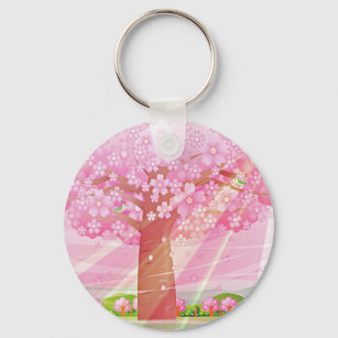 Porte-Clés motif arbre rose Key Ring