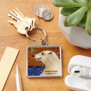 Porte-clés personnalisable Ours blanc et Papillon Key Ring