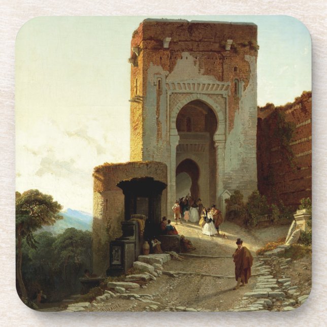 Porte de Justice, Alhambra, Granada (oil on canvas Coaster (Front)