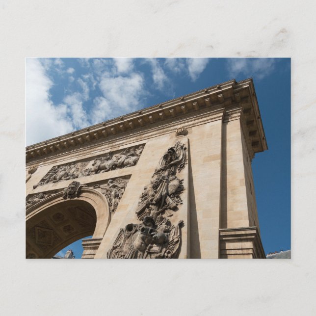 Porte Saint-Denis: Parisian Triumph Under Blue Ski Postcard (Front)