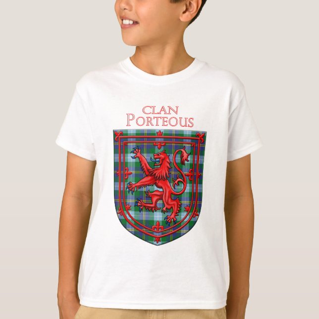 Porteous Tartan Scottish Plaid Lion Rampant T-Shirt (Front)
