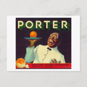 Porter Orange LabelPorterville, CA Postcard