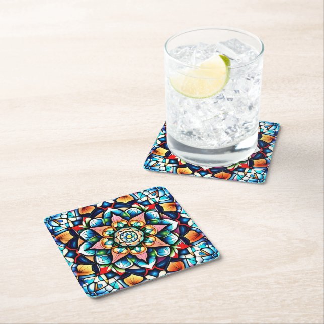 Portfolios Mandala Square Paper Coaster (Insitu)