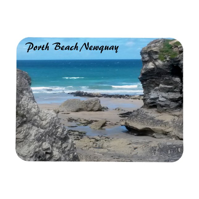 Porth Beach Newquay Cornwall Photograph Magnet (Horizontal)