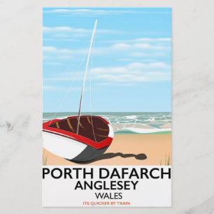 Porth Dafarch, Anglesey vintage travel poster Stationery
