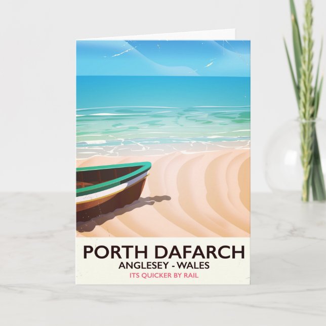 Porth Dafarch, Anglesey Welsh beach poster Holiday Card (Front)