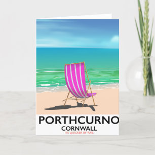 Porthcurno Cornwall beach travel poster Holiday Card