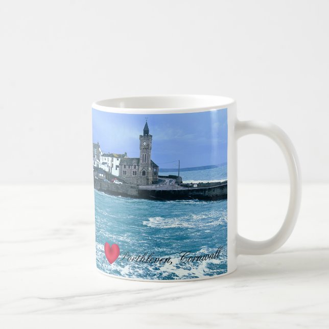 Porthleven Clocktower + Waiting For Fish Sculpture Coffee Mug (Right)
