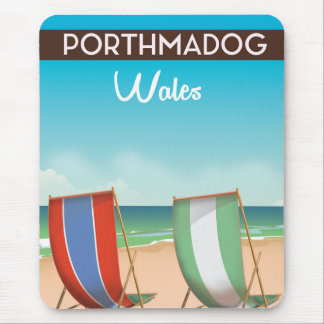 Porthmadog, Wales, welsh, travel poster print. Mouse Pad