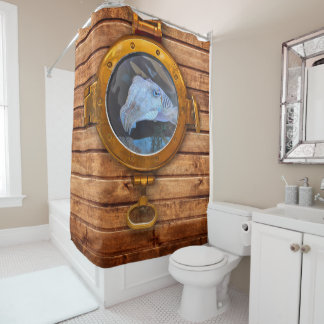 Porthole Cuttlefish Shower Curtain
