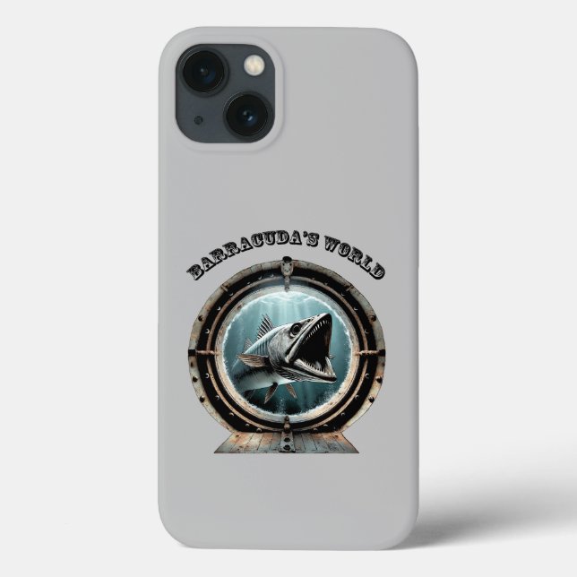 Porthole View of a Barracuda Fish Underwater URM Case-Mate iPhone Case (Back)