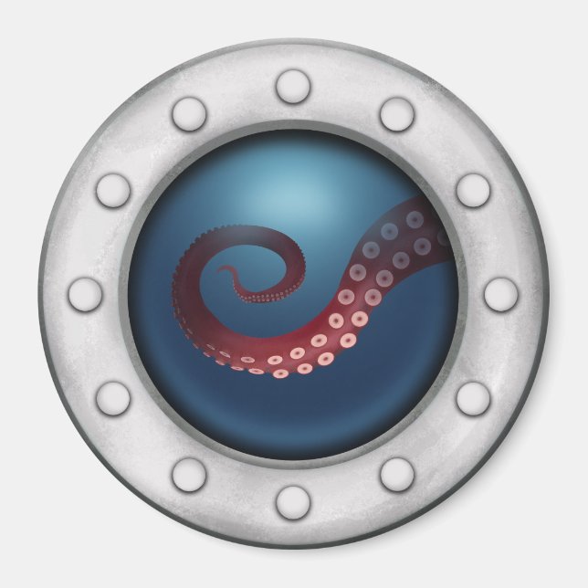 Porthole Window into the Deep Sea Steampunk Magnet (Front)