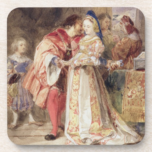 Portia and Bassanio, c.1826 (w/c, brown ink, bodyc Coaster (Front)