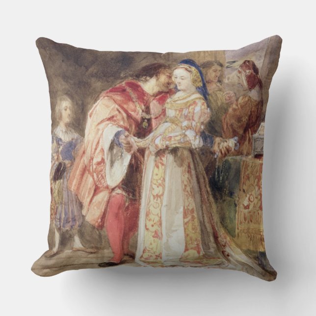 Portia and Bassanio, c.1826 (w/c, brown ink, bodyc Cushion (Front)