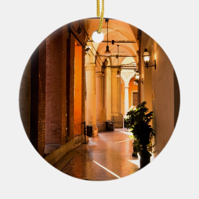 Portico in Bologna, Italy Ceramic Ornament (Front)