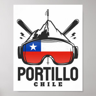 Portillo Chile Ski Resort Retro Skiing Poster