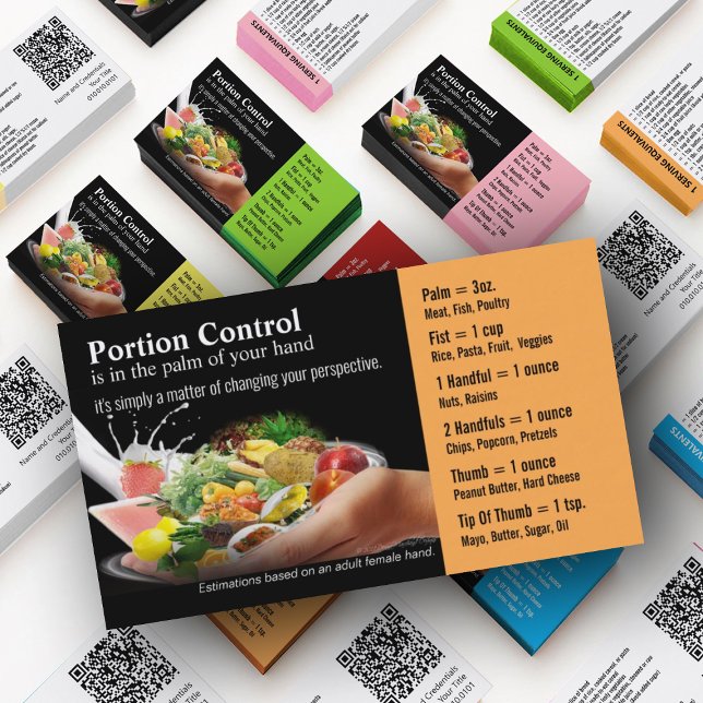 Portion Control Business Cards (Nutrition Mastery Business Cards in custom colors)
