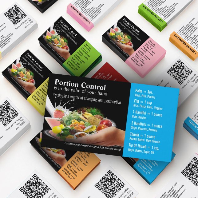 Portion Control Business Cards (Nutrition Mastery Business Cards in custom colors)