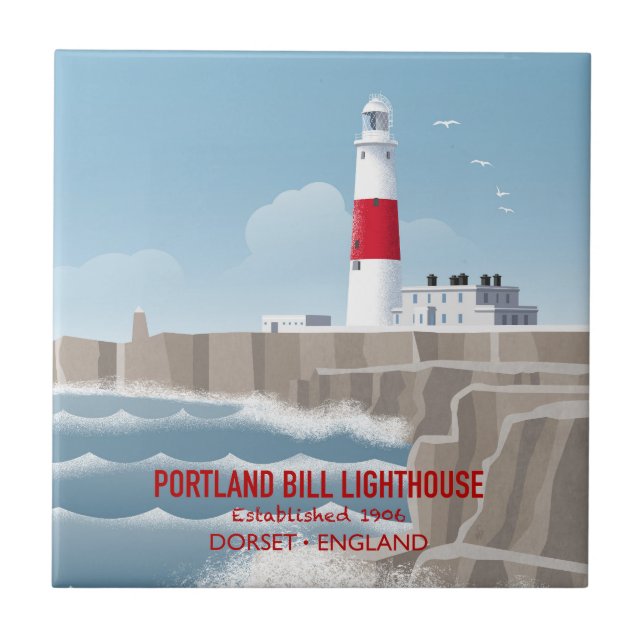 Portland Bill Lighthouse Ceramic Tile (Front)