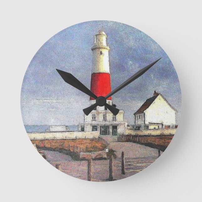 Portland Bill Lighthouse Round Clock (Front)