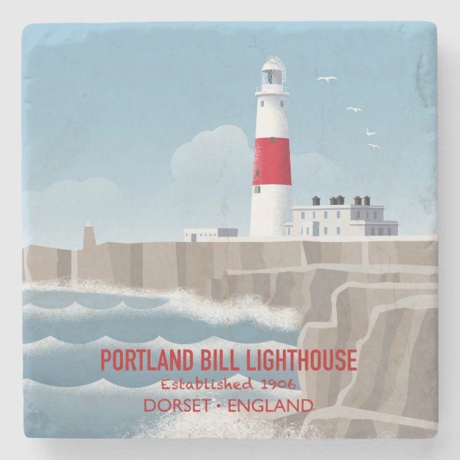 Portland Bill Lighthouse Stone Coaster (Front)