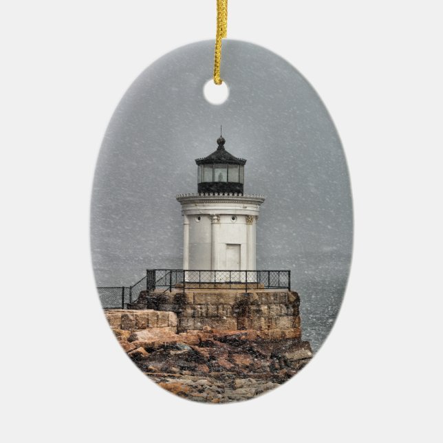 Portland Breakwater / Bug Light Ceramic Tree Decoration (Front)