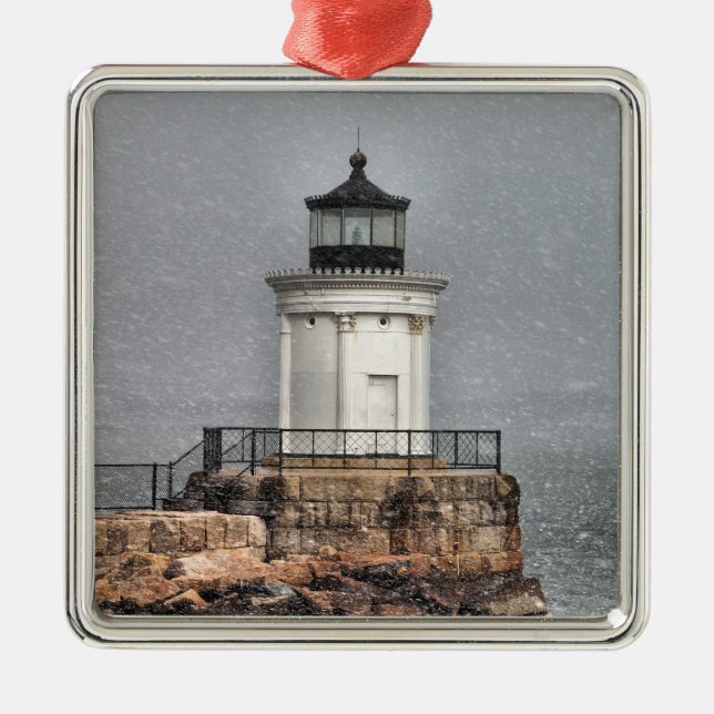 Portland Breakwater / Bug Light Metal Ornament (Front)