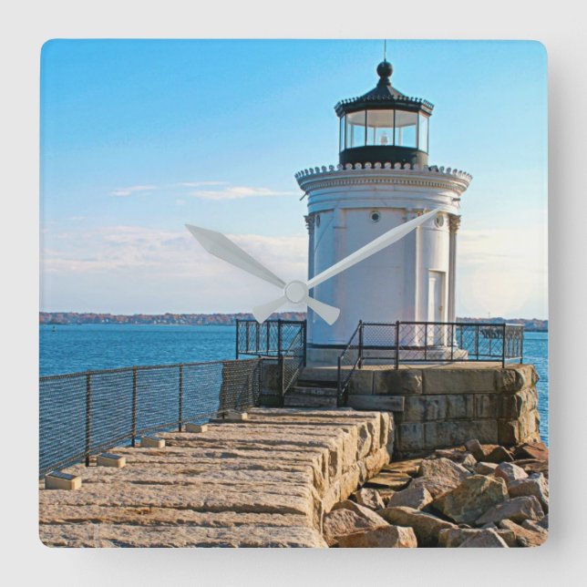 Portland Breakwater Lighthouse, Maine Square Wall Clock (Front)