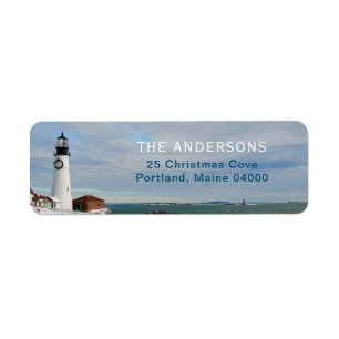 Portland Christmas Lighthouse Return Address Label