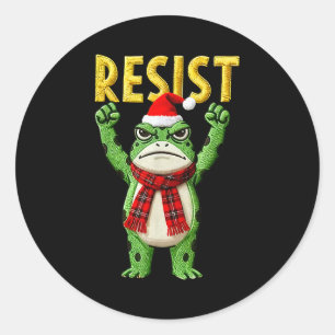 Portland Frog Protest Frog Women No Kings Christma Classic Round Sticker