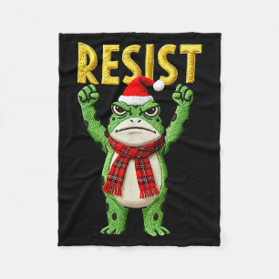 Portland Frog Protest Frog Women No Kings Christma Fleece Blanket