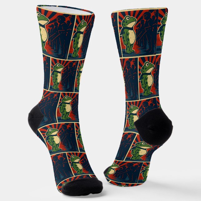 Portland Frog Protest Socks (Angled)