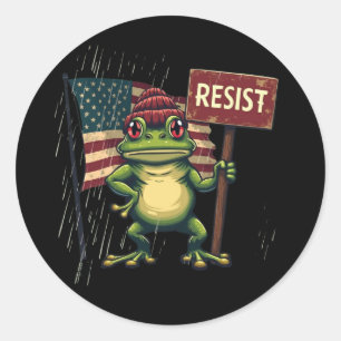 Portland Frog Vintage Political Satire Classic Round Sticker